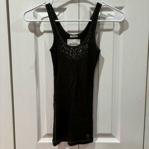 ABERCROMBIE KID’S Sequin Ribbed Stretchy Tank Top - forest green, size S